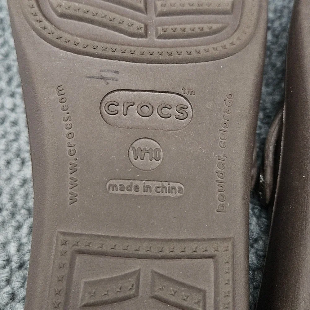 Crocs Patricia (Women's 10) Brown Sandals Wedge Strappy Comfort Slides Beach